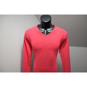 Bonobos V Neck 100% Wool Sweater Slim Fit Pullover Pink Mens Sz Medium